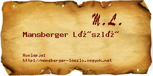 Mansberger László névjegykártya